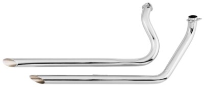 Paughco Staggered Drag Pipes Exhaust System 40'' Chrome #734-40 Harley Davidson