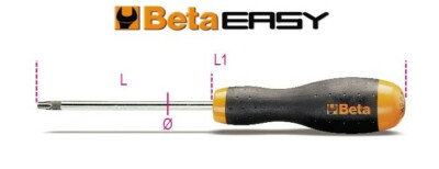 BETA 1208 RTX -T40 chiavi maschio con impugnatura per viti Tamper Resistant Torx