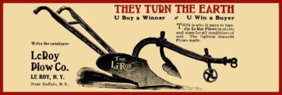 Le Roy Plow Co. of LeRoy, New York NEW Sign: 12x36'' USA STEEL XL Size - 4 lbs.