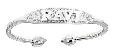 Custom NAME PLATE Adult West Indian Bangle .925 Sterling Silver (64 grams)