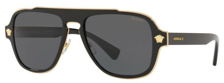 Pre-owned Versace Ve2199 100281 Black-gold/gray Polarized Men's Sunglasses