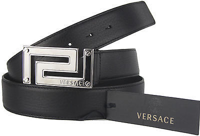 NEW Versace Men's Tonal Medusa/Greek Key Web Belt ~ White