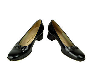 Ferragamo Black Dana 70 Ankle Chain Pumps | eBay