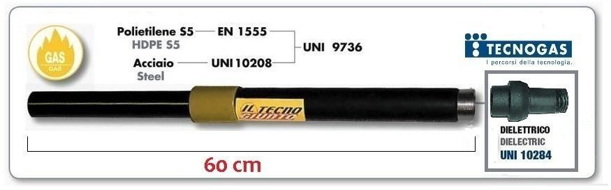 TECNOGIUNTO RETTILINEO RIVESTITO CON DIELETTRICO 3/4 x 25 giunto transazione GAS