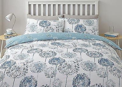 Brand New Single Duvet Set Tesco Reversible Teal Allium Bloom