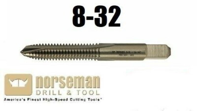 #8-32 Spiral Point 2FL Plug Tap High Speed Steel BEST QUALITY Norseman 60240