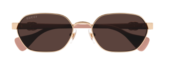 Pre-owned Gucci Gg1593s 003 Gold-pink/violet Hexagonal Women's Sunglasses In Purple