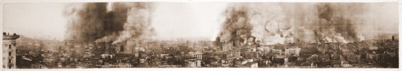 1906 SAN FRANCISCO EARTHQUAKE "THE BURNING CITY" NEW 10x54 LARGE PANORAMA POSTER