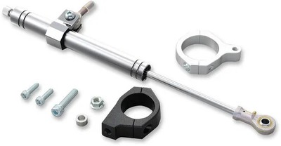 DS Satin Chrome Steering Damper Kit for Harley Dyna Switchback 13-16