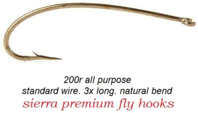 Sierra model 200r Premium Fly Hooks #24-#4 (1270, 270) all purpose