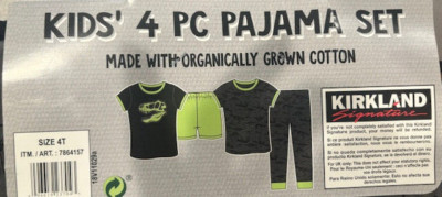 KIRKLAND BOYS 4 PC DINO PRINT PAJAMA SET (GRAY GREEN 8)NWT