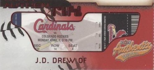 2002 Fleer Authentix - J.D. Drew #JA-JD