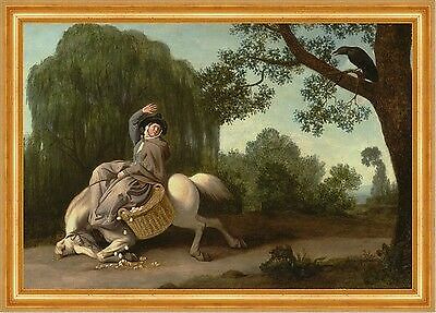 The Farmers Wife and the Raven George Stubbs Rabe Unfall B A3 02024 Gerahmt