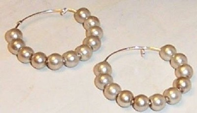Mauve Wood and Soft Gold Pearls Necklace and Earrings