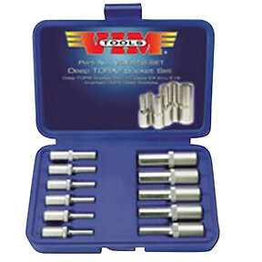 Torx Deep Socket Set, 11pc. Inverted Torx E4 Thru E18, Satin Chrome In Case