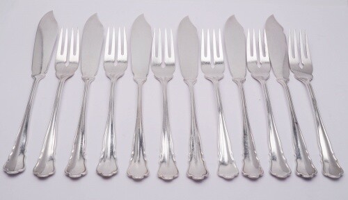 Fischbesteck für 6 Personen Martin 90er Silber