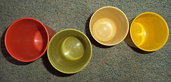 Tupperware Tumblers Harvest Colors - Two 6 oz. and Two 8 oz.