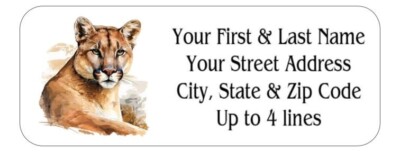 150 Cougar Big Cat Mailing Return Address Labels Personalized  1 x 2 5/8 in.