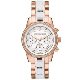 NEW Michael Kors Ritz Gold Glitz Logo Ladies Watch MK6862 NIB +Box