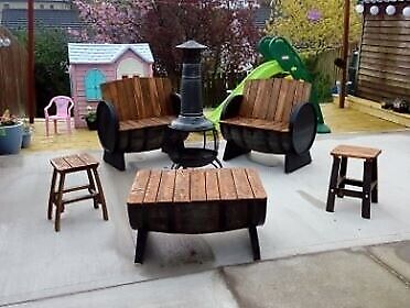 Garden Furniture From Oak Barrels Pub Bar Patio Mancave In