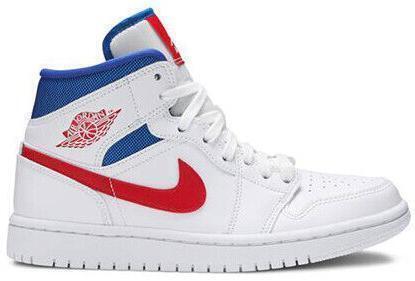 Jordan 1 Mid White Red Royal (женские) Размер 10,5 см, Новинка BQ6472-164