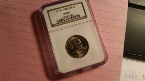 1979-P SBA$1 Susan B. Anthony Dollar Wide Rim NGC MS66