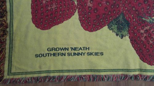 Vintage strawberry throw rug nice rare piece