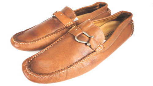 BACCO BUCCI Made in Italy Distressed Leather Penny Loafer in  display picture 3