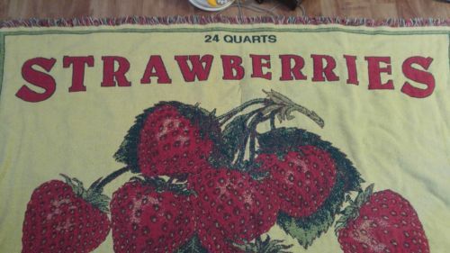 Vintage strawberry throw rug nice rare piece