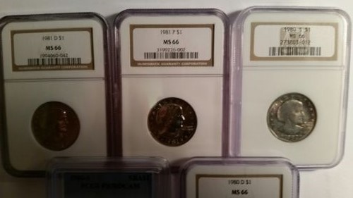 1980-1981 SBA$1 Susan B. Anthony Dollars ( 5 coins )