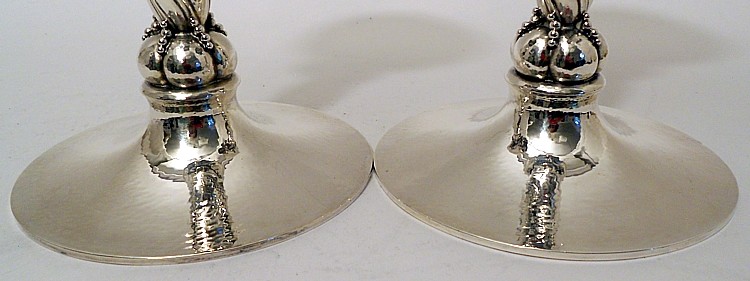 A pair of sterling “grape” candlesticks, Pattern 263B by Georg Jensen, Denmark