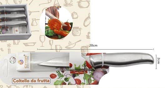 Coltello Per Frutta 20Cm Cucina Lama Acciaio Inox Manico Satinato dfh