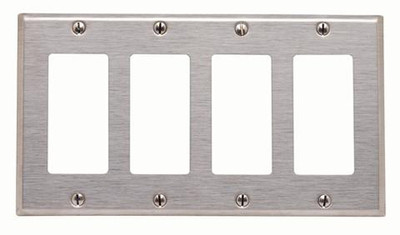 1 pc NEW 4-Gang Decorator Brushed Stainless Steel Wall Plate Decora Wallplate