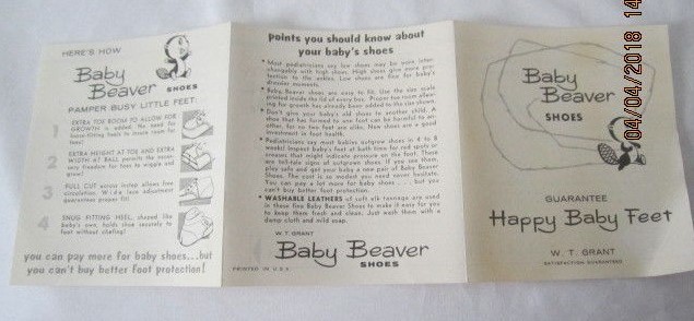 Vintage! Baby Beaver Infant Leather Shoes with Bells