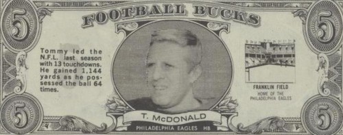 1962 Topps Football Bucks Tommy McDonald #28
