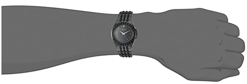 Pre-owned Bulova Men's Crystal Phantom Black Stainless Steel Watch-98a240 - Msrp $595