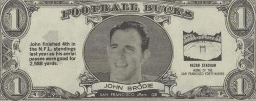 1962 Topps Football Bucks John Brodie #44