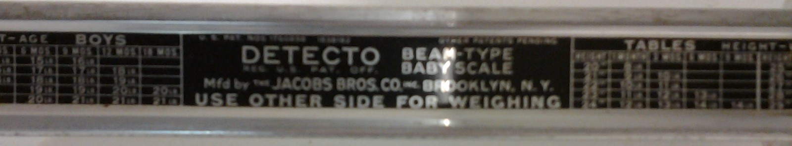 Vintage Detecto Baby Scale, Beam-Type Jacobs Bros. Brooklyn NY, with weights