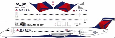 Delta McDonnell Douglas MD-88 airliner pointerdog7 decals for Minicraft kits 