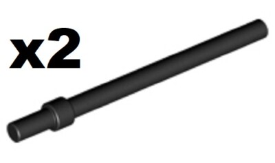 Lego 2 New Black Minifig Staff Walk Stick Utensil Bar 6L Stop Ring D734