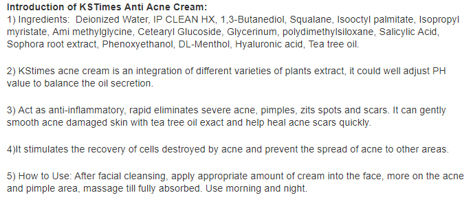 KStiMs  20ml 3day acne cream with Tea Tree oil and Salycylic acid