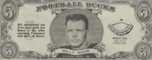 1962 Topps Football Bucks Billy Wade #42