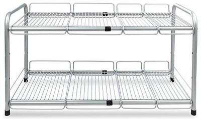 Surpahs 2 Tier Under Sink Expandable Shelf Organizer Storage Rack Silver