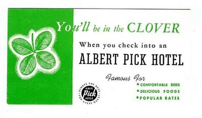 Albert Pick Hotels Blotter MINT Four Leaf  Clover 