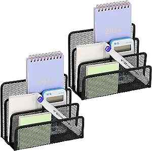 2 Pieces Desk Mail Organizer, Metal Mesh Small File Holders Letter BLACK-2PCS