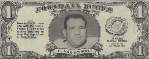 1962 Topps Football Bucks Frank Varrichione #39