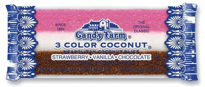 Coconut Slice Candy Bars 6ct Chocolate Vanilla Strawberry Neapolitan SHIPS FREE
