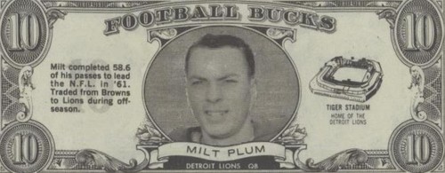 1962 Topps Football Bucks Milt Plum #40