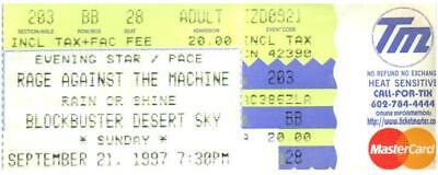 Rage Against The Machine Ticket Stub September 21 1997 Phoenix...