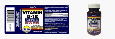 SM Basic Vitamins B12 Tab 2500mcg Sublingual - 60ct